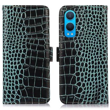 Husă Piele Portofel cu RFID OnePlus Nord CE4 Lite/Oppo K12x - Crocodile - Verde