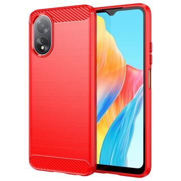 Husă TPU Brushed Oppo A18/A38 - Fibră de Carbon - Roșu