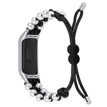 Curea Pearl Braided - Xiaomi Mi Band 5/6 - Negru