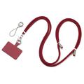 Poliester Telefon Lanyard reglabil 5 mm curea de gât Cureaua pentru telefonul mobil curea cu patch - vin roșu