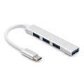 Hub USB-C Premium cu 4 porturi USB-A - aluminiu - argintiu