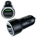 Încărcător Auto Prio Fast Charge - USB-C, USB-A - Negru