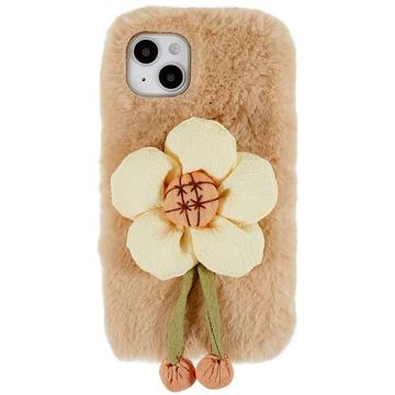 Husă TPU iPhone 14 - 3D Plush Doll - Bej / Floare