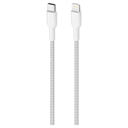 Cablu USB-C / Lightning Puro Fabric Ultra-Strong - 1,2 m, 20 W - alb