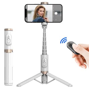 Q12 Selfie Stick extensibil și trepied cu telecomandă Bluetooth - alb