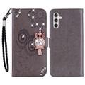 Samsung Galaxy A15 Owl Owl Rhinestone Wallet Case - Gri