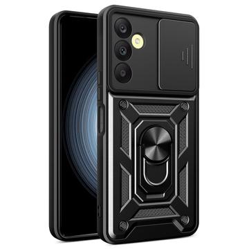 Husă Hibridă Samsung Galaxy A25 cu Inel Rotativ cu Ecran pentru Cameră - Negru