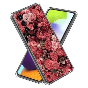 Husă TPU Subțire Stylish Samsung Galaxy A25 - Flori Roșii