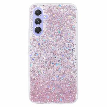 Husă TPU Samsung Galaxy A35 - Glitter Flakes - Roz