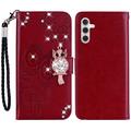 Samsung Galaxy A35 Owl Owl Rhinestone Wallet Case