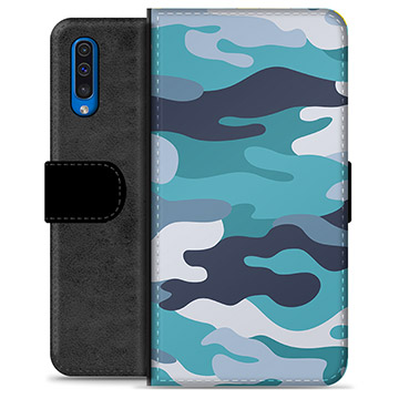 Husă Portofel Premium - Samsung Galaxy A50 - Camuflaj Albastru