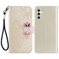 Samsung Galaxy A54 5G Owl Owl Rhinestone Wallet Case - Aur