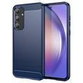 Husă TPU Brushed Samsung Galaxy A55 - Fibră de Carbon - Albastru