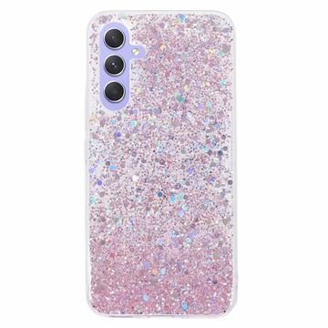 Husă TPU Samsung Galaxy A55 - Glitter Flakes - Roz