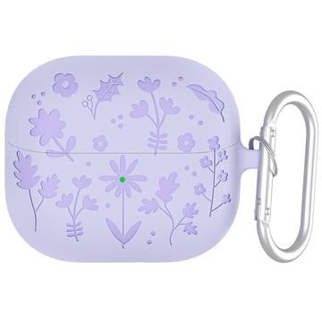 Samsung Galaxy Buds3/Buds3 Pro Carcasă din silicon lichid cu model floral și carabină