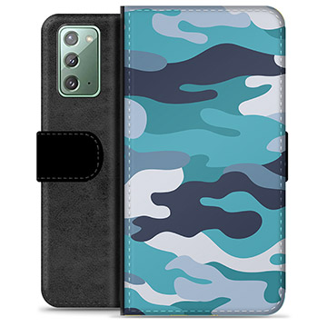 Husă Portofel Premium - Samsung Galaxy Note20 - Camuflaj Albastru