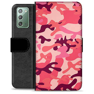 Husă Portofel Premium - Samsung Galaxy Note20 - Camuflaj Roz