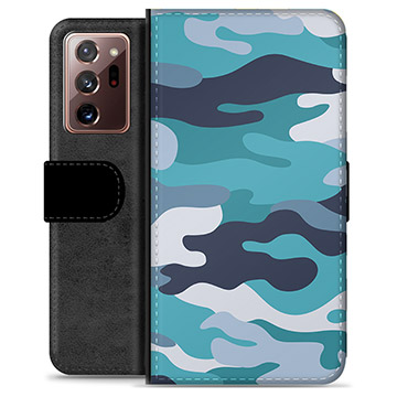 Husă Portofel Premium - Samsung Galaxy Note20 Ultra - Camuflaj Albastru