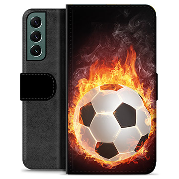 Husă Portofel Premium - Samsung Galaxy S22+ 5G - Fotbal în Flăcări