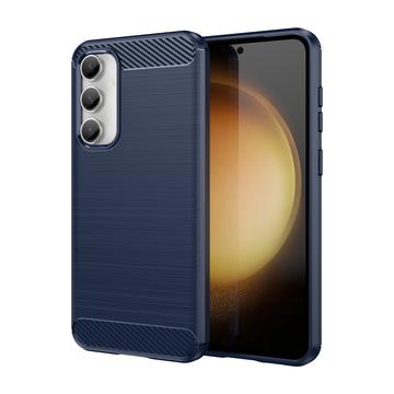 Husă TPU Brushed Samsung Galaxy S23 FE - Fibră de Carbon - Albastru