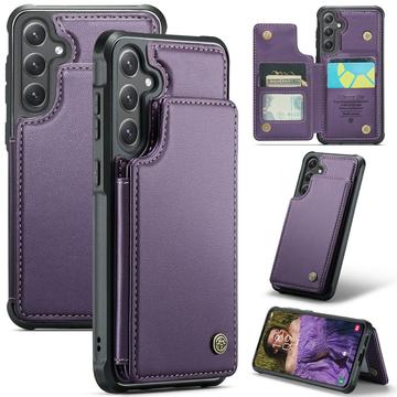 Husă cu portofel pentru carduri cu protecție RFID Samsung Galaxy S24 - Caseme C22 - Violet