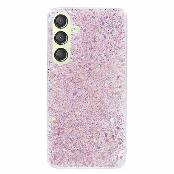 Husă TPU Samsung Galaxy S24 - Glitter Flakes - Roz