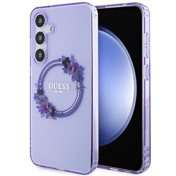 Husă Samsung Galaxy S24 Guess IML Flowers Wreath - Compatibil MagSafe - Violet