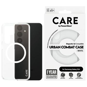 Husă Samsung Galaxy S24 PanzerGlass Care Transparent Urban Combat - Compatibilă cu MagSafe - Alb