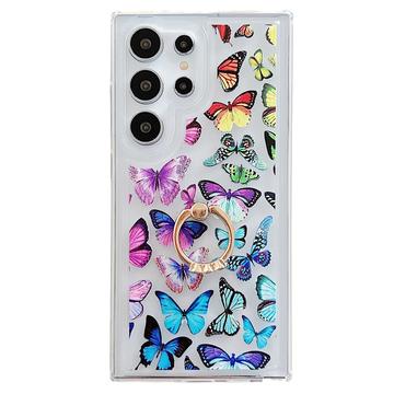 Samsung Galaxy S24 Ultra Husă Butterfly TPU cu suport pentru inel - Colorat