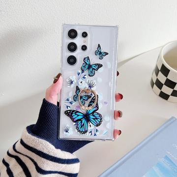 Husă TPU Butterfly cu suport pentru inel Samsung Galaxy S24 Ultra