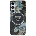 Husă MagSafe Samsung Galaxy S25 Guess Glitter Flowers Triangle Buttons