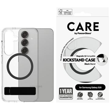 Husă Samsung Galaxy S25 PanzerGlass Care Kickstand - compatibil MagSafe - Clar / Negru