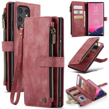 Husă Portofel Samsung Galaxy S25 Ultra - Caseme C30 Multifunctional - Roșu