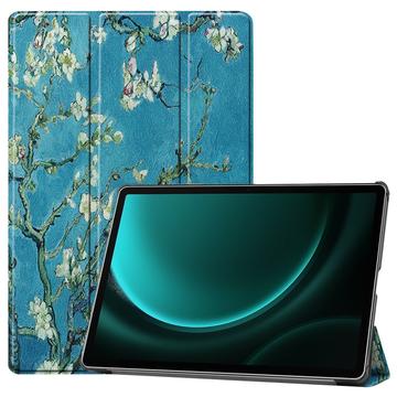 Husă Folio Smart Samsung Galaxy Tab S9 FE+ - Tri-Fold - Flori Albe