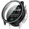 Husă cu Sticlă Temperată Rhinestone Decorative - Samsung Galaxy Watch7 - 40mm - Negru