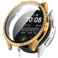 Husă cu Sticlă Temperată Rhinestone Decorative - Samsung Galaxy Watch7 - 40mm - Auriu