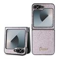 Husă Hibrid Samsung Galaxy Z Flip6 - Guess Glitter Flakes Metal Logo - Roz