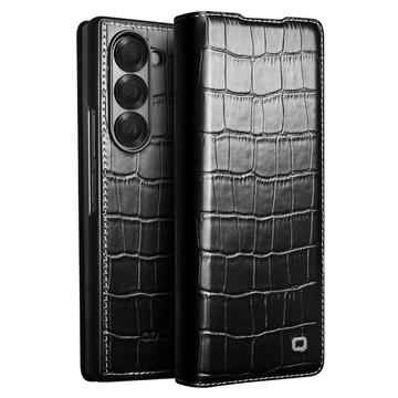 Husă Piele Portofel Samsung Galaxy Z Fold6 - Qialino Classic - Crocodil