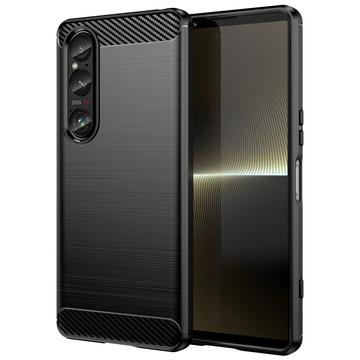 Husă TPU Brushed Sony Xperia 1 VI - Fibră de Carbon - Negru