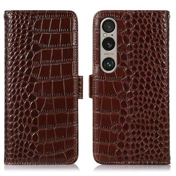 Husă Piele Portofel cu RFID Sony Xperia 1 VI - Crocodile