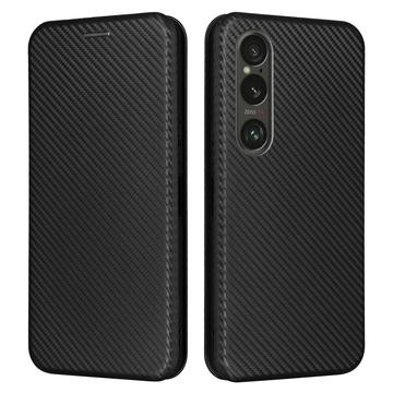 Husă Flip Sony Xperia 1 VI - Fibră de Carbon - Negru