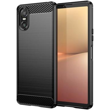 Husă TPU Brushed Sony Xperia 10 VI - Fibră de Carbon - Negru