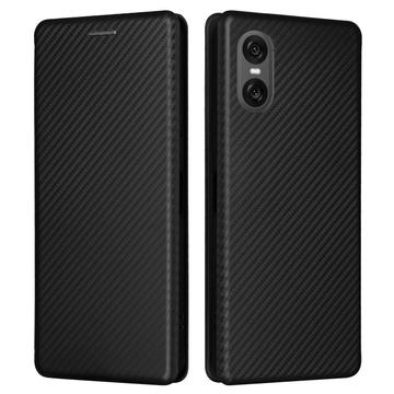 Husă Flip Sony Xperia 10 VI - Fibra de Carbon - Negru