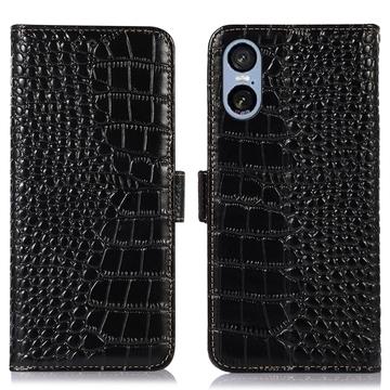 Husă Piele Portofel cu RFID Sony Xperia 5 VI - Crocodile