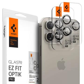 Protector Obiective Cameră iPhone 16 Pro/16 Pro Max Spigen Glas.tR Ez Fit Optik Pro - Titan natural