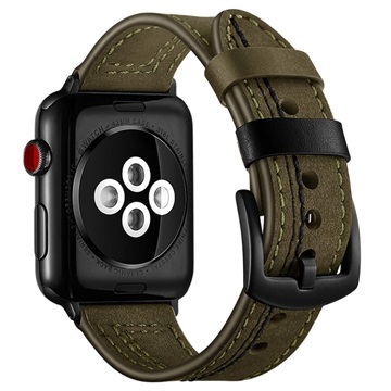 Curea Piele Apple Watch Series Ultra 2/Ultra/10/9/8/SE (2022)/7/SE/6/5/4/3/2/1 - Stitched - 49mm/46mm/45mm/44mm/42mm - Verde