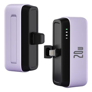 T160 Mini Portable Lightning Power Bank - PD 20W, 5000mAh - Violet