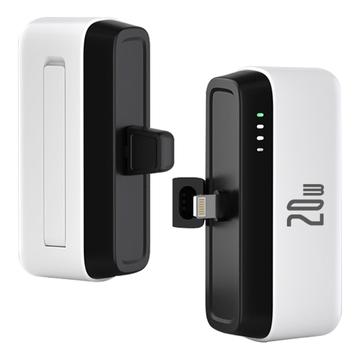 T160 Mini Portable Lightning Power Bank - PD 20W, 5000mAh - Alb