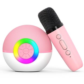 T97 Microfon karaoke pentru copii cu difuzor Bluetooth și subwoofer - roz