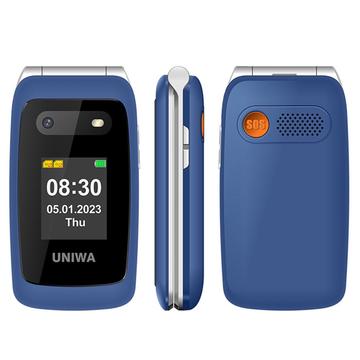 UNIWA V202T 4G Flip Telefon mobil pentru bătrâni - Limbi daneză, finlandeză, suedeză, engleză